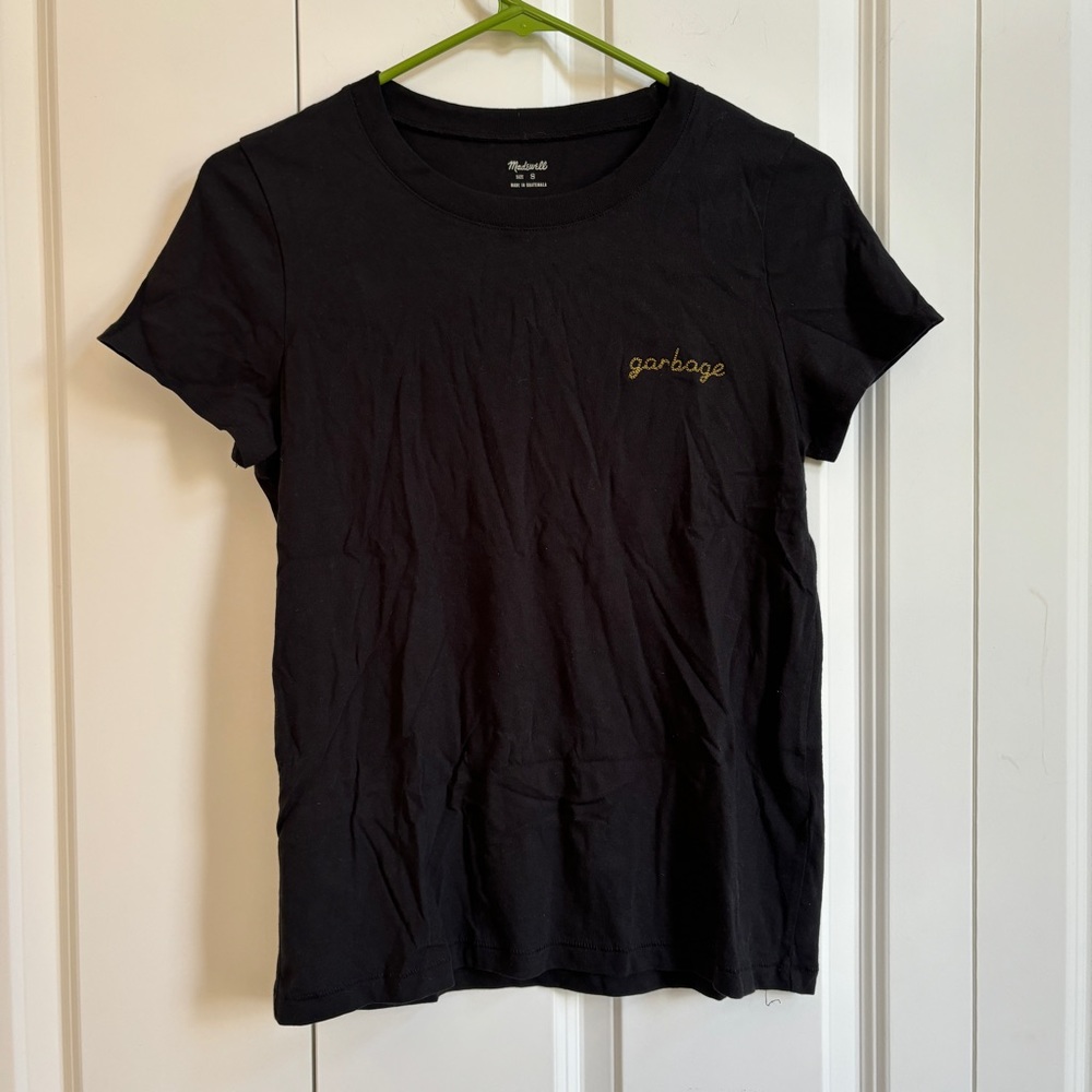 EUC embroidered short sleeve Madewell Northside Vintage Tee in black size small